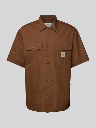 Carhartt Work In Progress Relaxed Fit Freizeithemd mit Label-Patch Modell 'CRAFT' Dunkelbraun 2