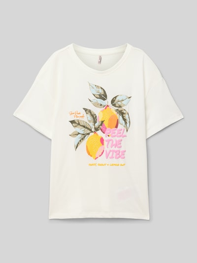 Only Regular Fit T-Shirt mit überschnittenen Schultern Modell 'BLINIS' Offwhite 1