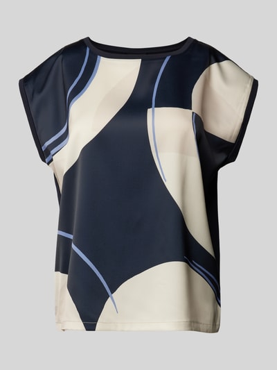 s.Oliver BLACK LABEL Loose Fit T-Shirt im Fabric Mix mit fixiertem Umschlag Marine 2