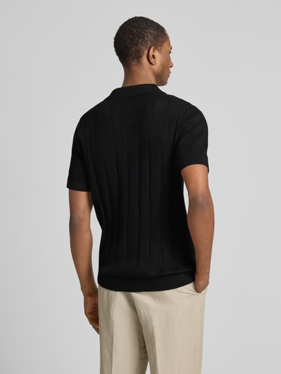 SELECTED HOMME Poloshirt in Strick-Optik Modell 'WELLS' Black 5