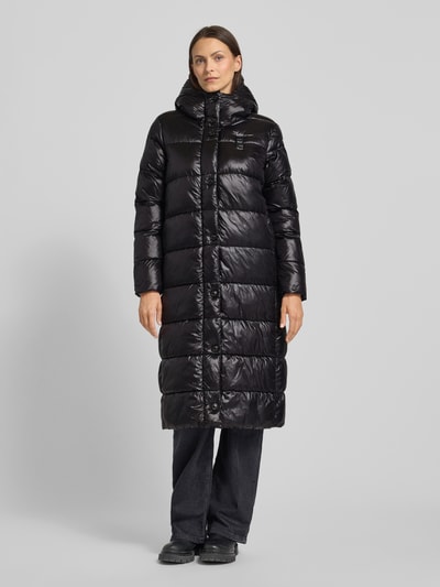 Blauer Usa Gewatteerde lange jas met labeldetail, model 'BELLEVUE' Zwart - 4