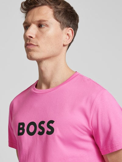 BOSS T-shirt met labelprint Felroze - 3