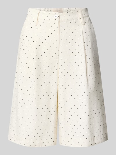 Produktfoto, Bermudas im Allover-Look Modell 'Anja' von FREE/QUENT in Creme mit kleinen schwarzen Punkten, Elastikbund, glatte Stofftextur, Paspeltaschen am Gesäß