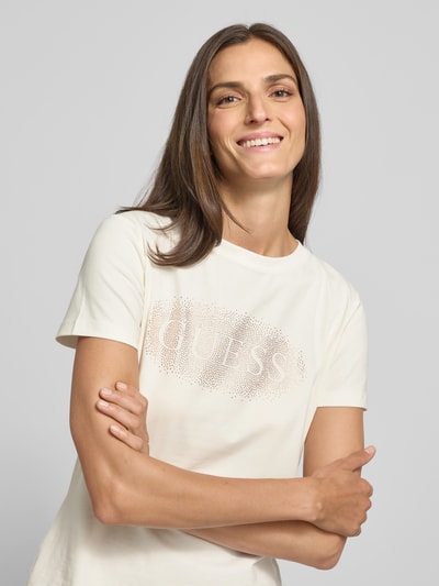 Guess Activewear T-shirt met labeldetail, model 'INGRID' Offwhite - 3