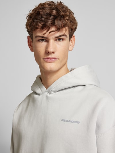 Pegador Oversized Hoodie mit Label-Print Hellgrau 3