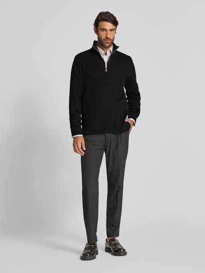 Lindbergh Gebreide pullover met schipperskraag Zwart - 1