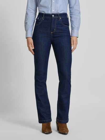 BOSS Jeansy z szeroką, rozkloszowaną nogawką z mieszanki bawełny model ‘LYRIS’ Ciemnoniebieski 4