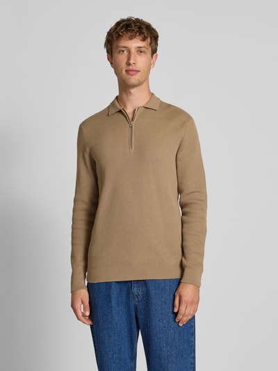 Only & Sons Regular fit gebreide pullover van katoenmix, model 'PHIL' Lichtbruin - 4