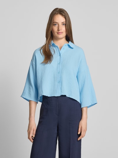 Vero Moda Loose Fit Hemdbluse aus reiner Baumwolle Modell 'NATALI' Hellblau 4