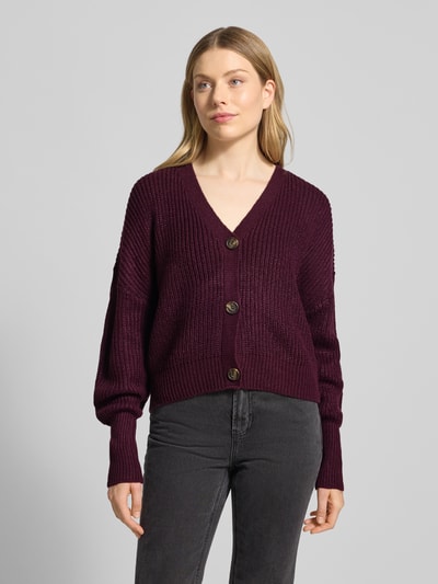 Vero Moda Regular fit gebreid jack met sierknopen, model 'LEA' Bordeaux - 4