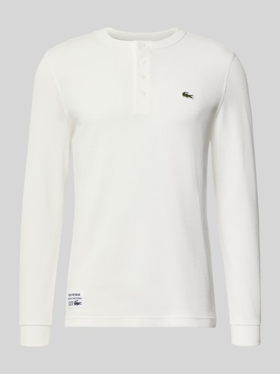 Lacoste Regular Fit Langarmshirt aus reiner Baumwolle Offwhite 1