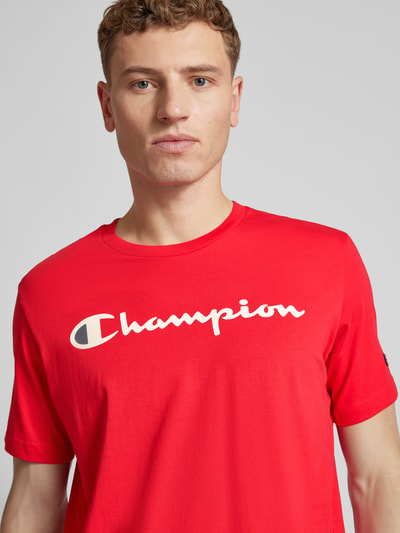 CHAMPION T-Shirt mit Label-Print Rot 3