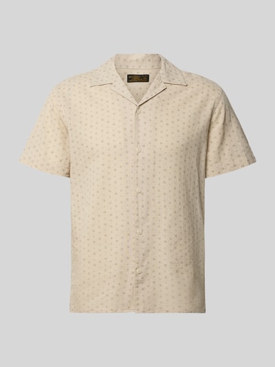 Produktfoto, Regular Fit Freizeithemd aus Baumwoll-Leinen-Mix Modell 'SUMMER' von JACK & JONES Premium in Beige mit Allover-Look und Reverskragen