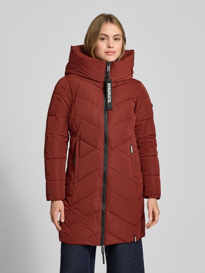 khujo Płaszcz pikowany o kroju regular fit z nadrukiem z logo model ‘Darka’ Ciemnoczerwony 4
