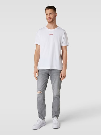 HUGO Tapered fit jeans in destroyed-look Middengrijs - 1