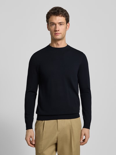 Profuomo Regular Fit Strickpullover mit Seide-Anteil Marine 4