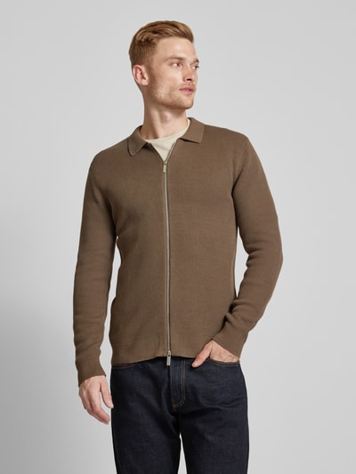 SELECTED HOMME Cardigan met platte kraag, model 'DANE' Taupe - 4