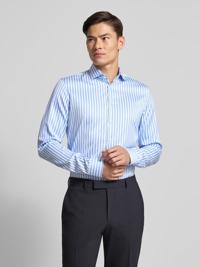 Jake*s Slim fit zakelijk overhemd van katoen met extra lange mouwen Bleu - 4