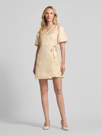 YAS Wikkeljurk met pofmouwen, model 'JACKY' Goud gemêleerd - 1