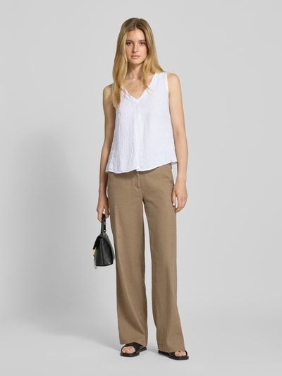 ZABAIONE Regular fit linnen blousetop met V-hals, model 'Lu44cia' Offwhite - 1