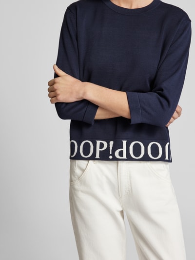 JOOP! Gebreide pullover met ronde hals, model 'Kassa' Marineblauw - 3