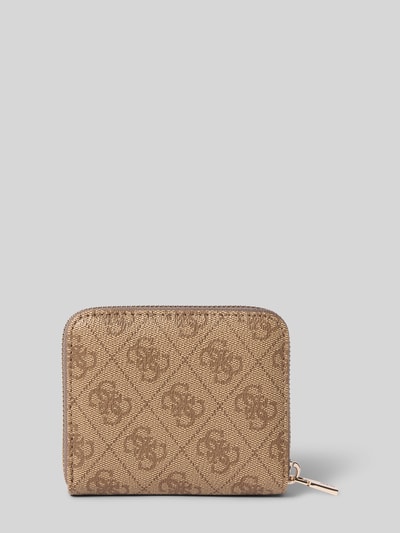 Produktfoto, Portemonnaie in Leder-Optik Modell 'Laurel' von Guess, beige mit Logo-Applikation, Reißverschluss, strukturierte Oberfläche