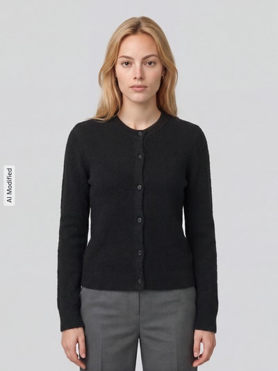 PIECES kardigan rozpinany o kroju regular fit z dodatkiem wełny model 'MALOU' BLACK 4