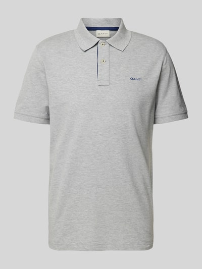 Gant Regular fit poloshirt met labelstitching Middengrijs gemêleerd - 2