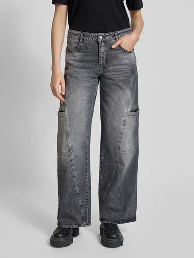 ETIQUETT ESSENTIALS Wide leg jeans met strookzakken, model 'Lola' Grafiet - 4