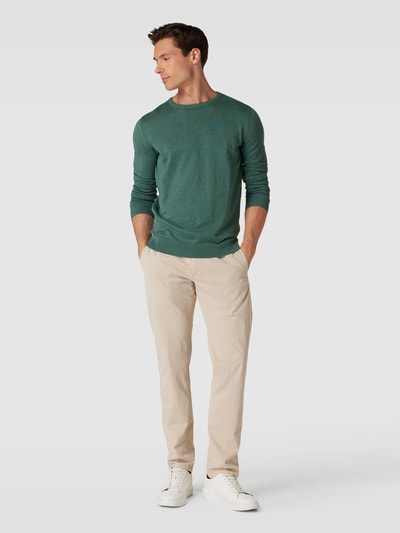 Tom Tailor Gebreide pullover met labelstitching, model 'BASIC' Lindegroen - 1