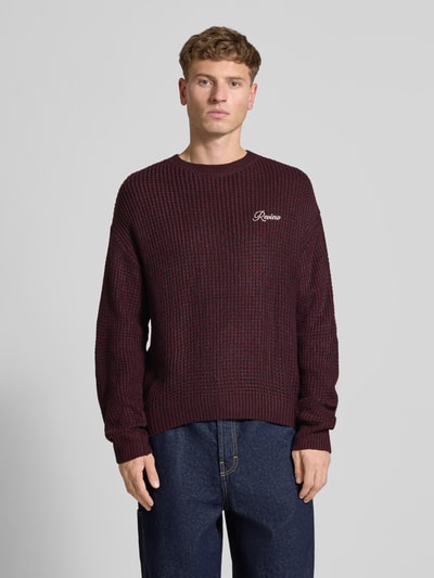 REVIEW Gebreide pullover met ronde hals Donkerrood - 4