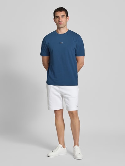 BOSS Orange T-shirt met labelprint Jeansblauw - 1