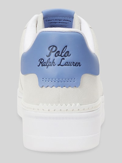 Produktfoto, Low Top Sneaker aus echtem Leder von Polo Ralph Lauren, unifarbene Leder- und Velourslederoptik, flache strukturierte Sohle, Label-Prägung, Logo-Detail