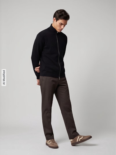 Selected Strickjacke mit Zweiwege Reißverschluss Black 1
