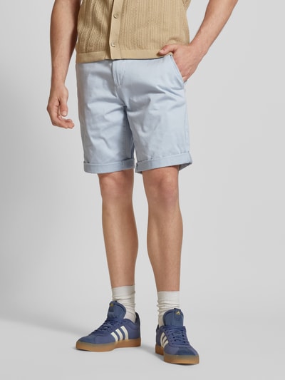 Tom Tailor Denim Slim Fit Chino-Shorts in unifarbenem Design Hellblau 4