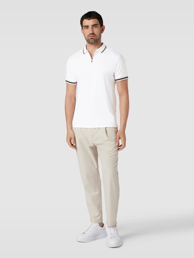 SELECTED HOMME Slim Fit Poloshirt mit Label-Detail Modell 'TOULOUSE' Weiss 1