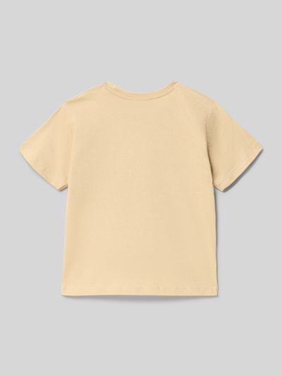 Produktfoto, Regular Fit T-Shirt mit Motiv-Print von Mayoral, Kinder T-Shirt aus reiner Baumwolle, Rundhalsausschnitt, beige, schlichte Struktur