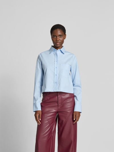 Closed Cropped Hemdbluse mit Umlegekragen Hellblau 4