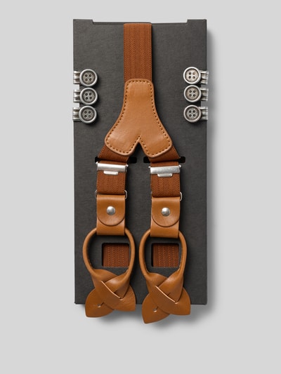 Produktfoto, Verstellbare Hosenträger mit Leder-Details von Lloyd Men's Belts, Y-Form, Classic, Modell CLASSIC X-Braces, für Herren, braun, strukturierte Oberfläche