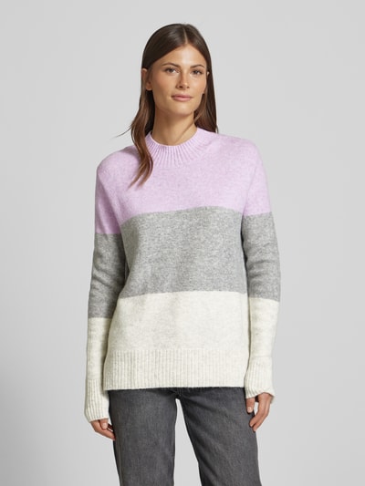 Tom Tailor Denim Regular fit gebreide pullover met katoen en colour-blocking Lila - 4