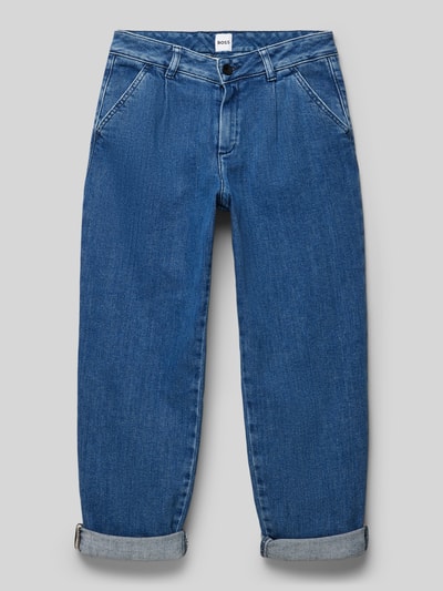 Boss Straight leg jeans met steekzakken en labelpatch Blauw - 1