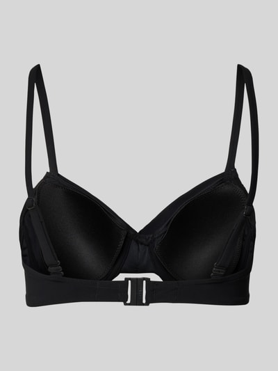 Produktfoto, schwarzes Bikini-Oberteil Modell 'SOLID UNDERWIRE' von Barts mit verstellbaren Trägern und Stretch-Anteil auf grauem Hintergrund.