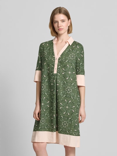 Christian Berg Woman Selection Knielange jurk met polokraag en korte knoopsluiting Olijfgroen - 4