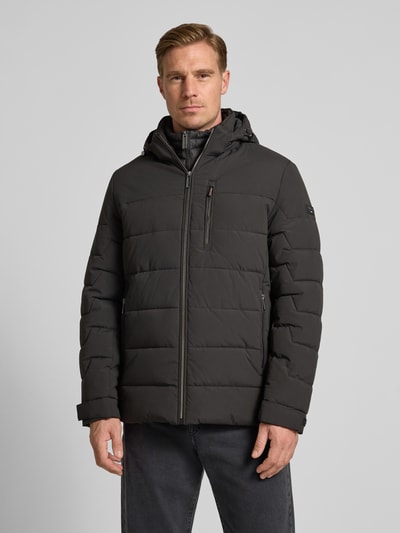 bugatti Gewatteerd jack met capuchon en ritszakken Zwart - 4