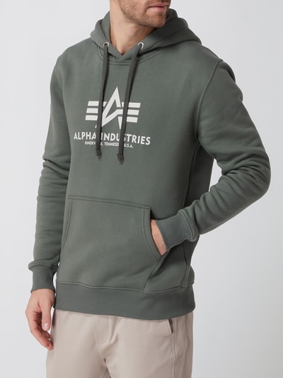 Alpha Industries Hoodie met labelprint Donkergroen - 4