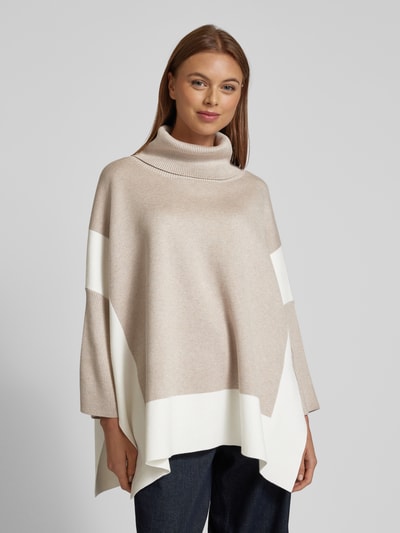 s.Oliver BLACK LABEL Oversized Pullover-Poncho aus Viskose-Mix mit Color-Blocking Cognac 4