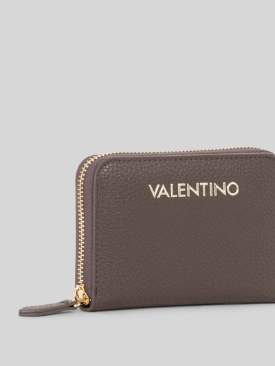 Valentino Bags Portfel z napisem z logo Ciemnobrązowy 2