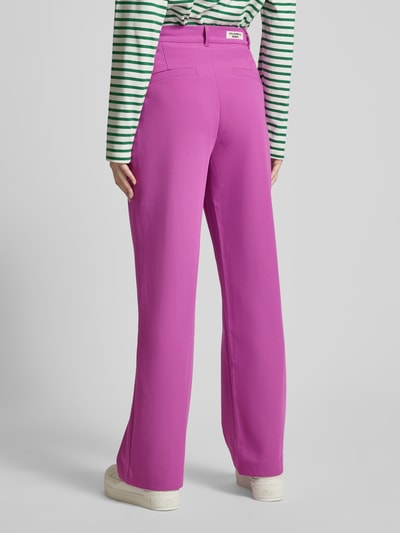 Colourful Rebel Straight fit stoffen broek met viscose en knoopsluiting Fuchsia - 4