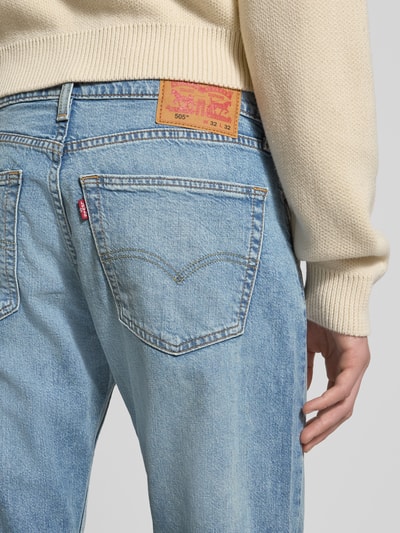 Levi's® Regular Fit Jeans im Used-Look Modell '505®' Hellblau 3