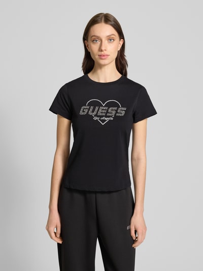 Guess Activewear T-Shirt mit Strasssteinbesatz Modell 'NARCISO' Black 4